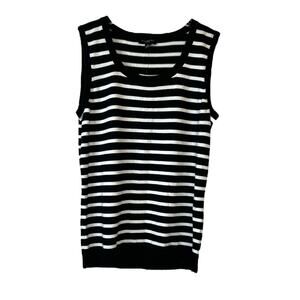 TALBOTS Stripe Knit Sleeveless Sweater in Black & White Size Small Petite